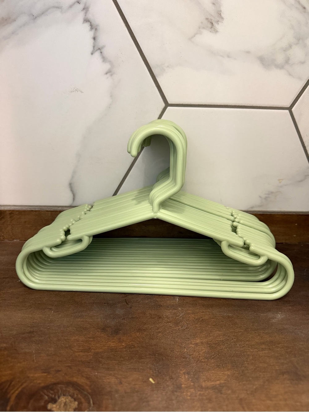 Set of Light Green Plastic Clothing Hangers - 20 Pack